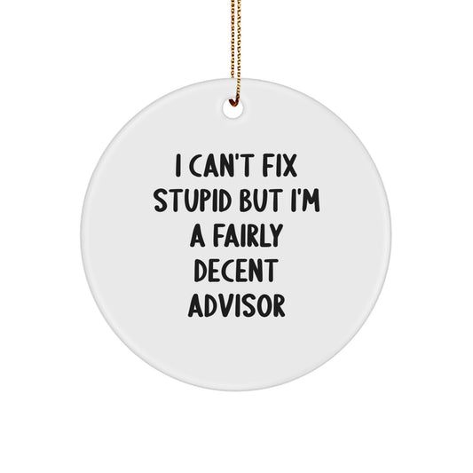 Funny Advisor Gifts, I'm A Fairly Decent Advisor Christmas Circle Ornament, Gifts from Men to Advisor for Christmas - Image 1