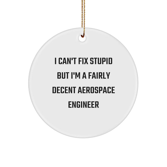 Funny Aerospace Engineer Gifts from Friends for Men - I'm A Fairly Decent Aerospace Engineer Circle Ornament for Christmas Unique Presents - Image 1