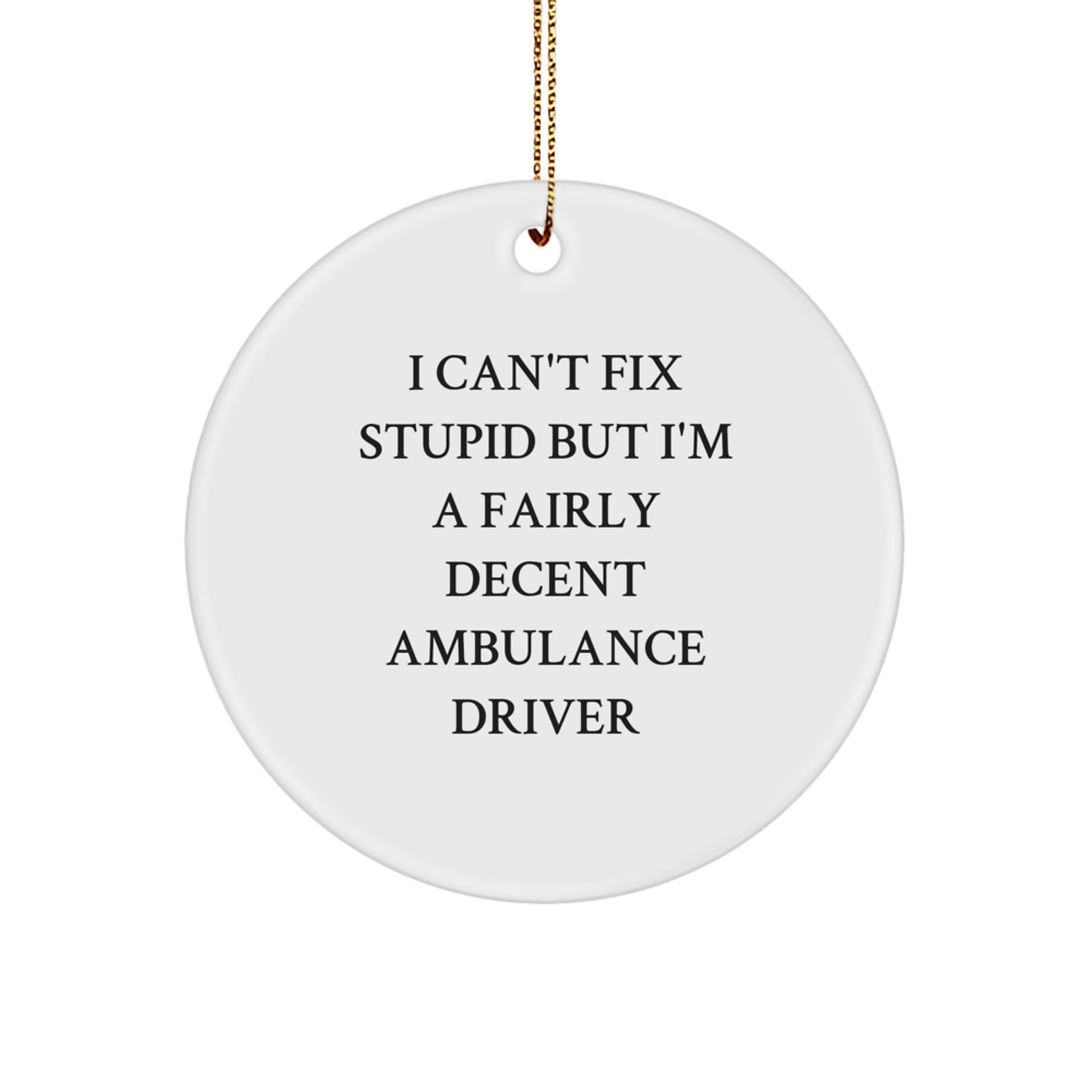 Funny Ambulance Driver Gifts from Friends for Ambulance Driver Men, Ambulance Driver Circle Ornament Ambulance Driver Humor Christmas Unique Gifts - Image 1