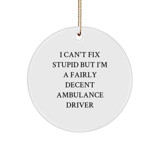 Funny Ambulance Driver Gifts from Friends for Ambulance Driver Men, Ambulance Driver Circle Ornament Ambulance Driver Humor Christmas Unique Gifts - Image 1