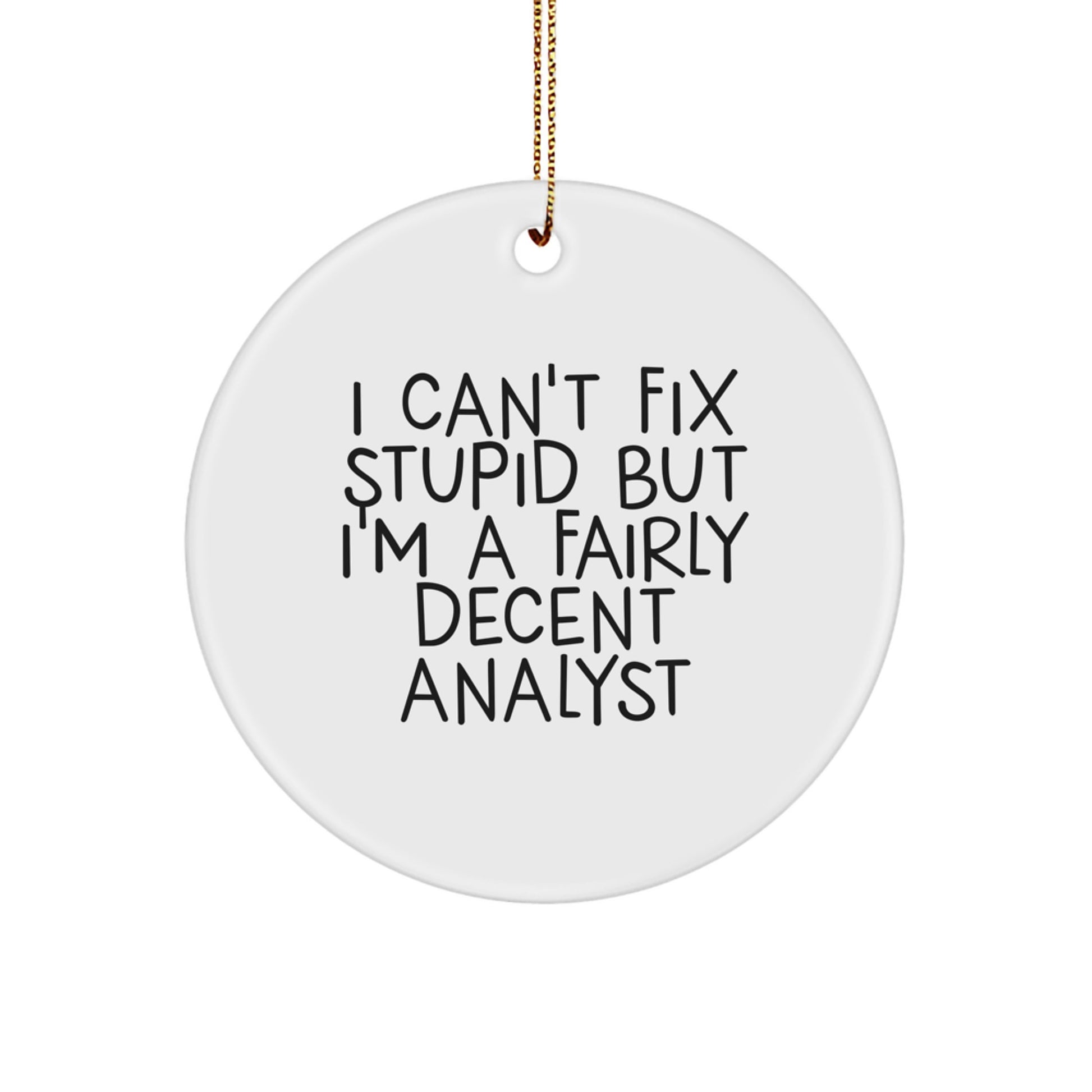 Funny Analyst Circle Ornament Gifts from Friends for Men and Women Christmas Unique Decorations - I Can't Fix Stupid But I'm A Fairly Decent Analyst - Image 1