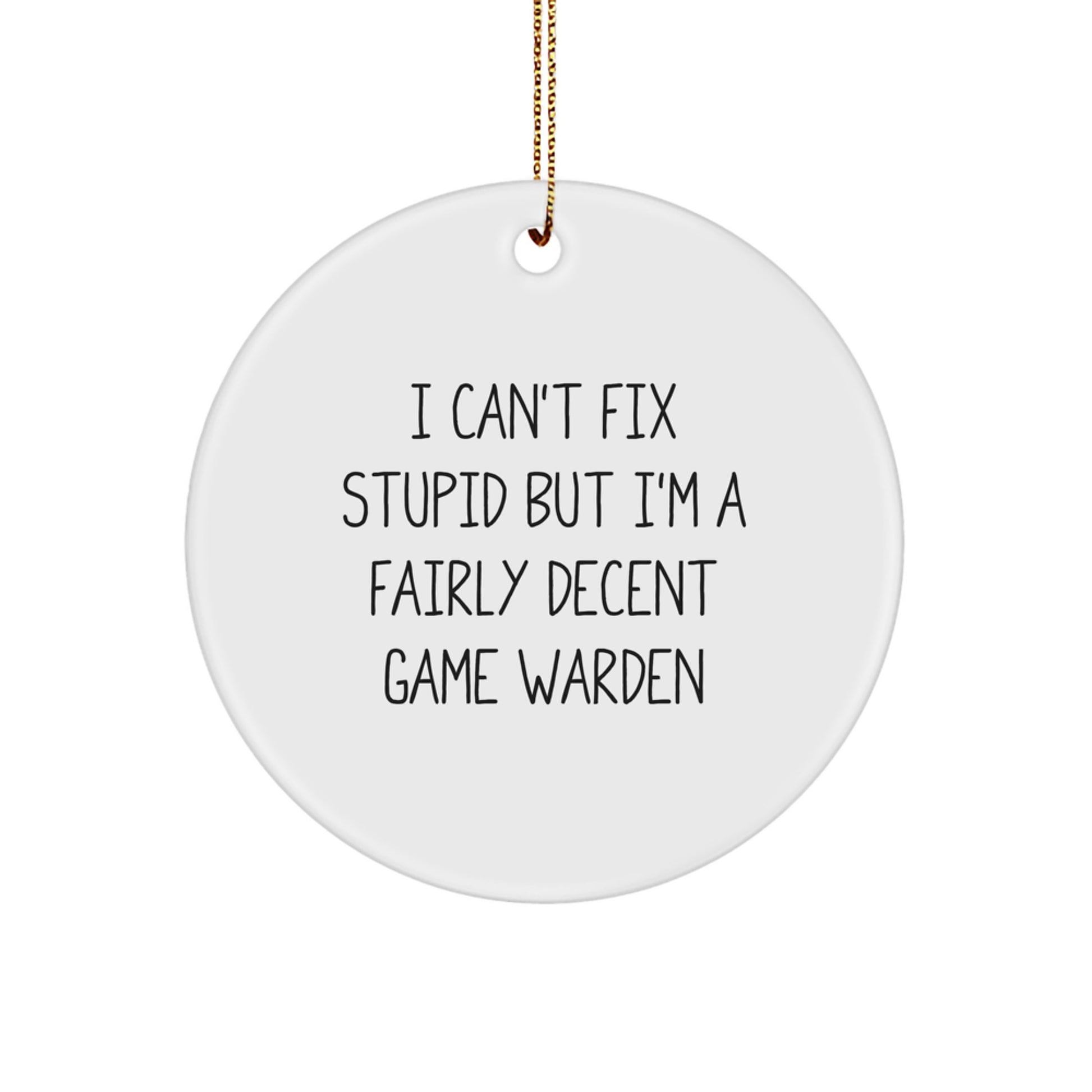 Funny Game Warden Gifts from Men, Gifts for Game Warden - Christmas Unique Ornament, I Can't Fix Stupid But I'm A Fairly Decent Game Warden - Image 1