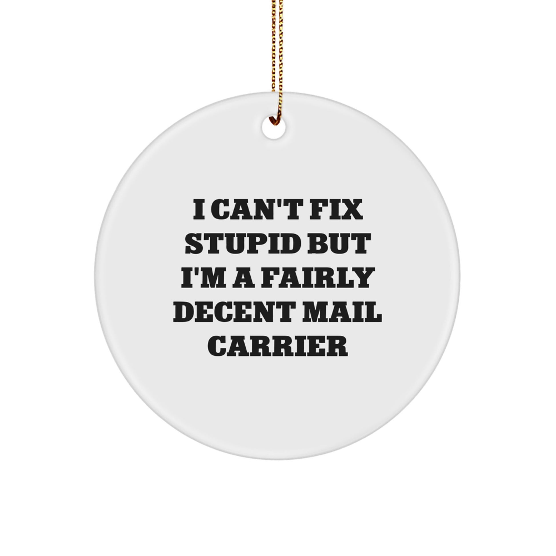 Mail Carrier Keepsake Christmas Ornament for Him Can't Fix Stupid Gift - Image 1
