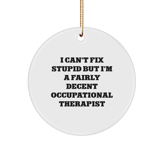 Occupational Therapist Gifts from Friends, Fairly Decent Circle Ornaments with Funny Quote, Christmas Unique Occupation Decor - Image 1