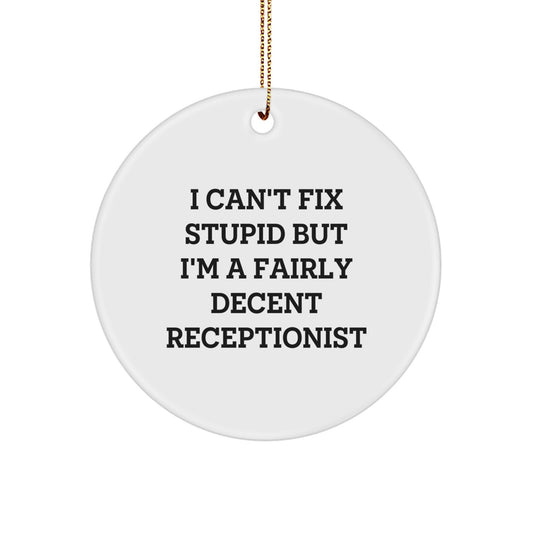 Funny Receptionist Gifts from Friends for Receptionist Christmas Unique Circle Ornaments - Image 1