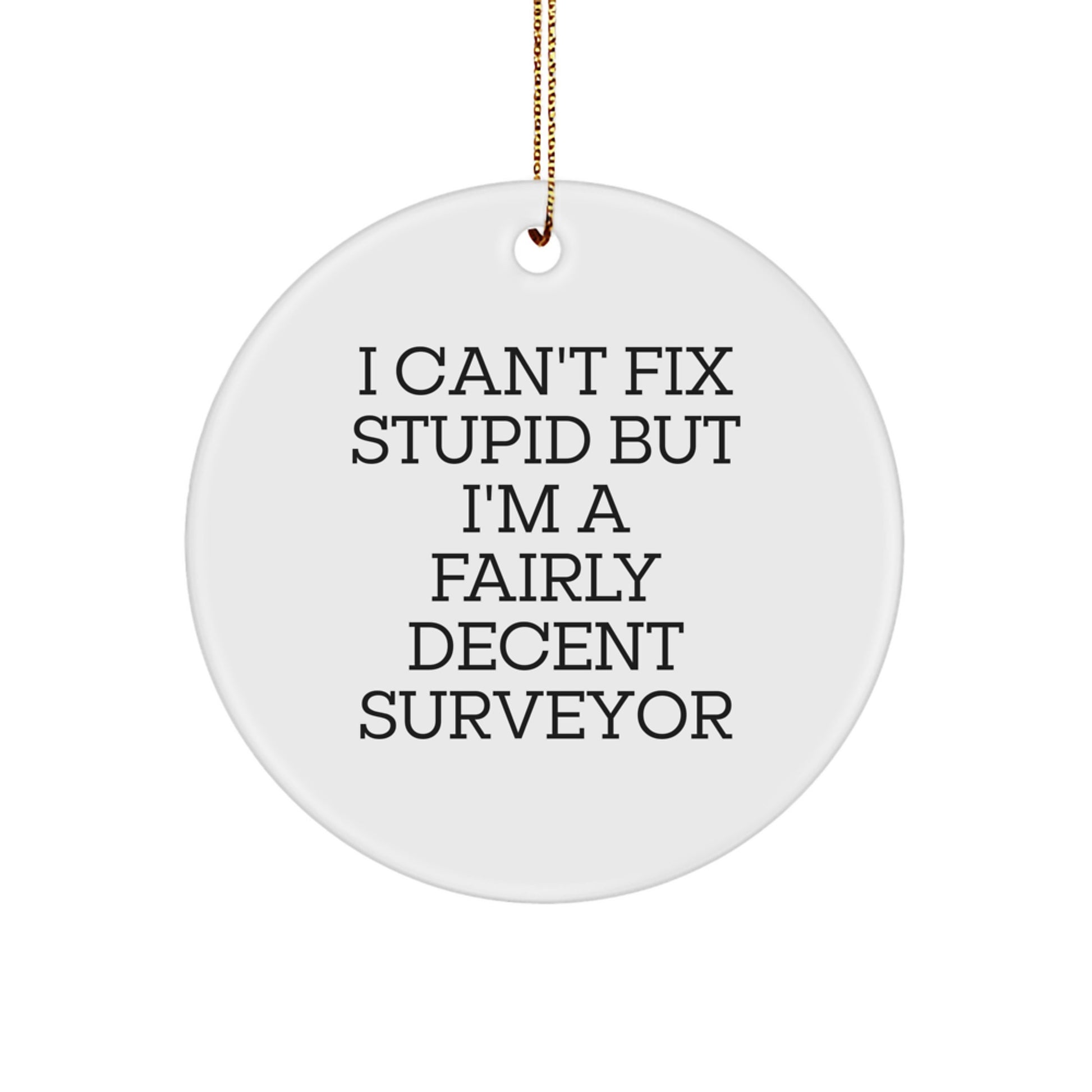 Surveyor Circle Christmas Ornament Gift for Him I Can't Fix Stupid - Image 1