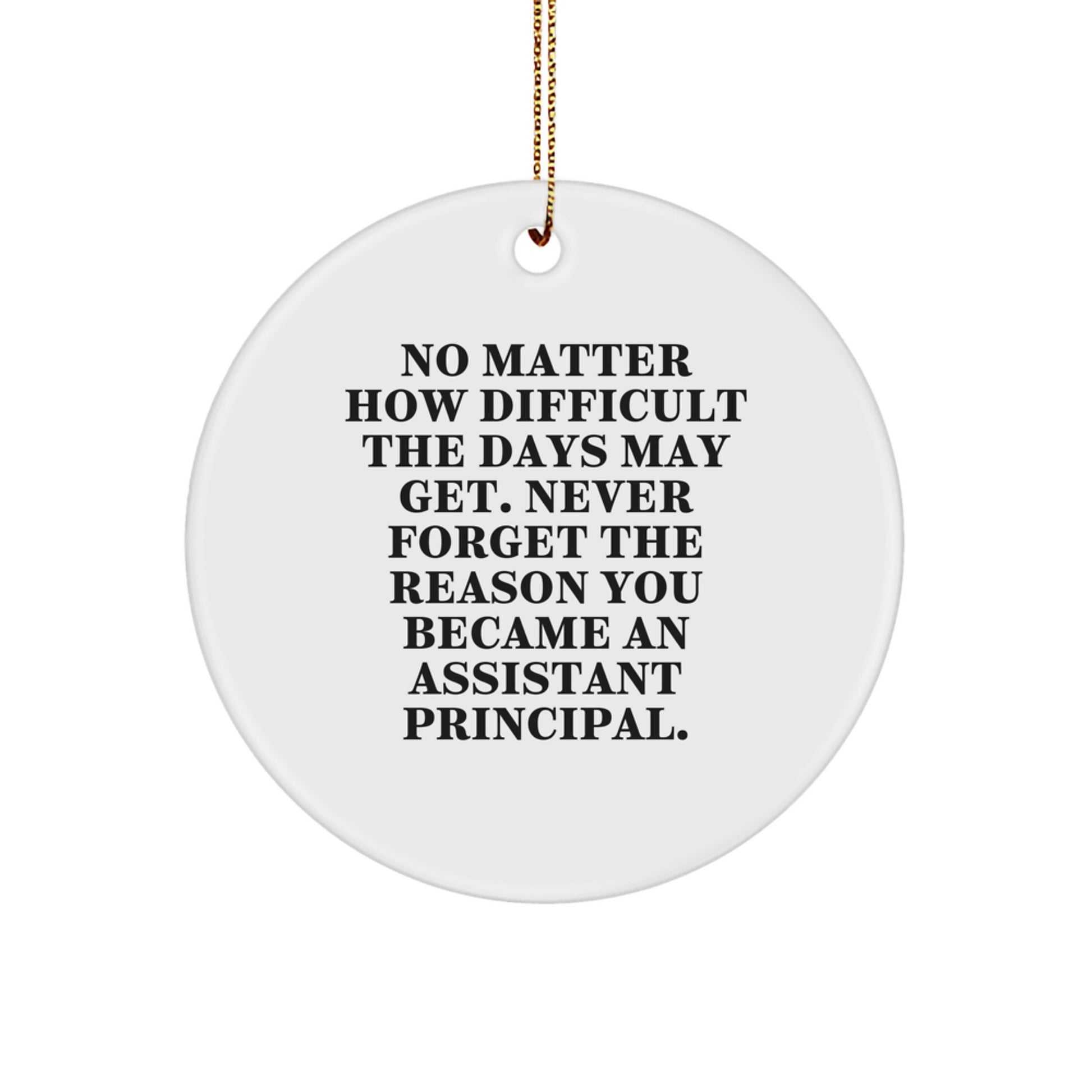 Funny Inspirational Assistant Principal Gifts from Friends, Assistant Principal Christmas Unique Circle Ornament, No Matter How Difficult The Days May Get. - Image 1