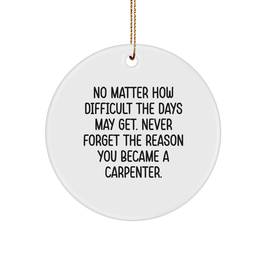 Funny Carpenter Gifts from Friends and Family - Circle Ornament Never Forget the Reason You Became a Carpenter - Christmas Unique Decorations - Image 1