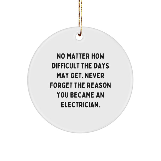Inspirational Electrician Gifts, Funny Circle Ornament for Electrician, Gifts from Friends, Gifts for Electrician, Unique Christmas Unique Gifts - Image 1