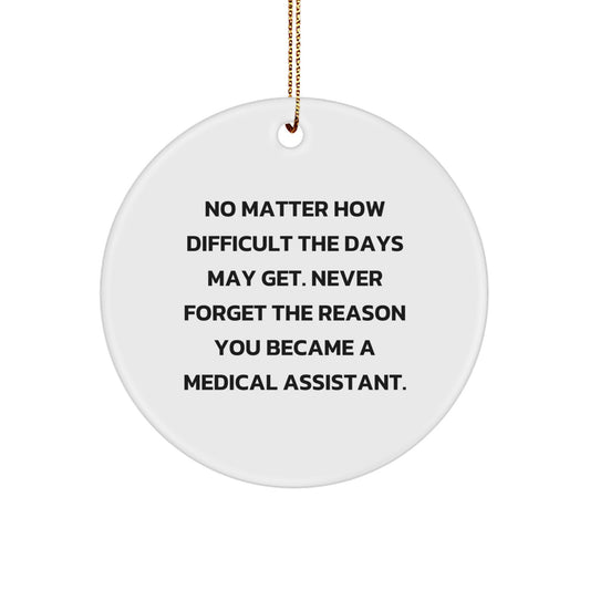 Inspiring Medical Assistant Gifts, Funny Quote Circle Ornament for Christmas Unique Gifts from Men to Women, Friends, Coworkers, Family - Never Forget the Reason - Image 1