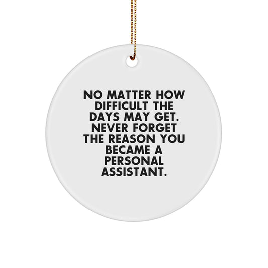 Funny Personal Assistant Christmas Unique Gifts from Friends to Family Circle Ornament with Inspirational Quote - Never Forget the Reason - Image 1