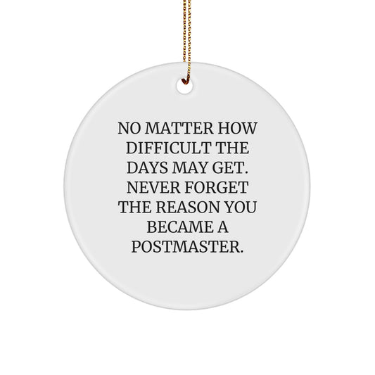 Funny Postmaster Gifts from Men to Women Friends Coworkers Family - Circle Ornament for Christmas Unique Decorations - Image 1