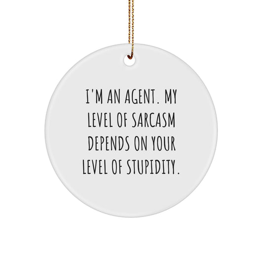Funny Agent Gifts for Christmas - 'I'm An Agent' Circle Ornament - White Circle Shaped Agent Decor for Agent Lovers - Image 1