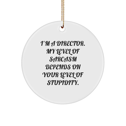 Sarcastic Director Christmas Ornament Gift for Friends – Novelty White - Image 1