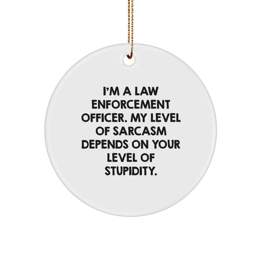Law Enforcement Officer Christmas Ornament Gift for Him Sarcasm Level - Image 1