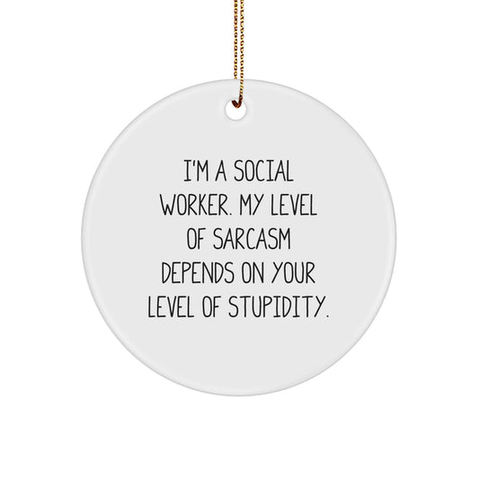 Sarcastic Social Worker Christmas Ornament for Friends Novelty Gift - Image 1