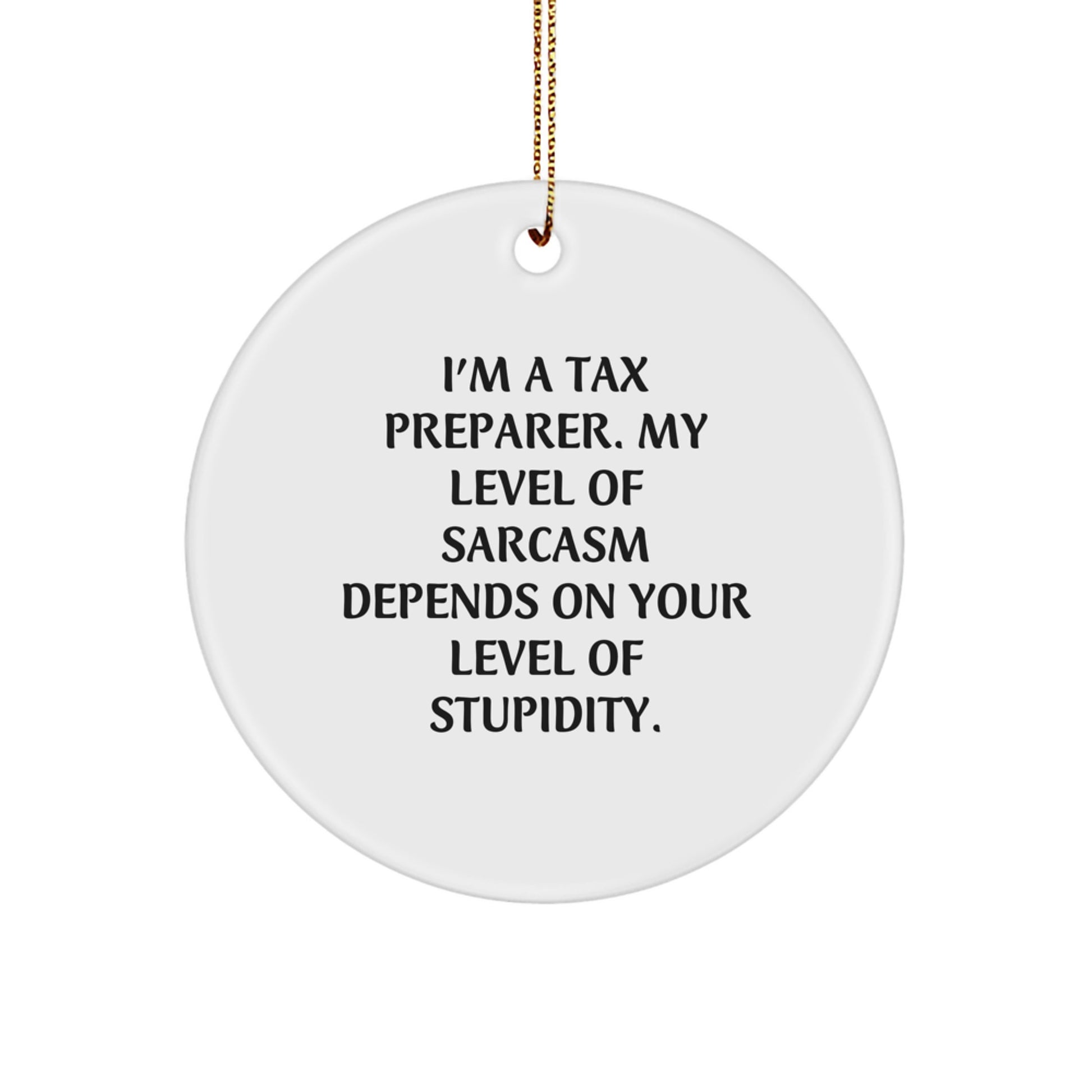 Funny Tax Preparer Gifts from Men, Circle Ornament Sarcasm Humor for Tax Preparer, White MDF Christmas Unique Gifts for Friends - Image 1