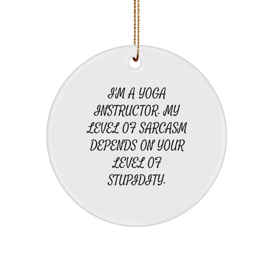 Funny Yoga Instructor Gifts from Friends - Circle Ornament with Sassy Quote for Yoga Instructors - Unique Christmas Unique Gifts for Yoga Lovers - Image 1