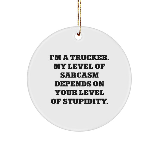 Funny Trucker Gifts from Family - I'm A Trucker Circle Ornament, Trucker Christmas Unique Gifts for Men, Women, Friends, Coworkers - Image 1