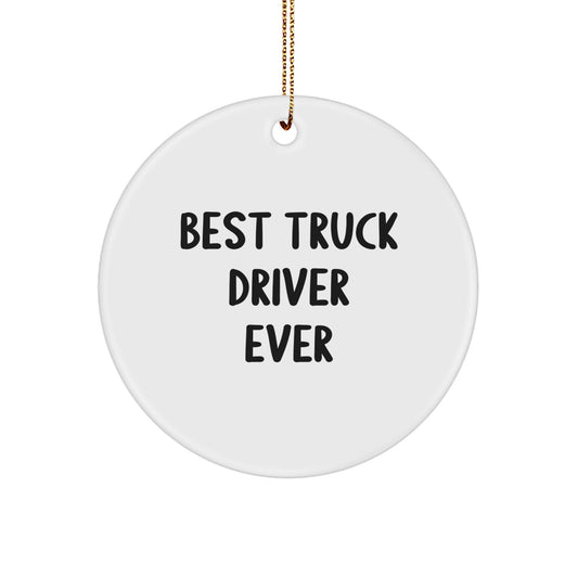 Funny Truck Driver Gifts for Men, Best Driver Ever Ornament, Christmas Unique Decorations, Gifts from Friends or Family, Fun Circle Ornament for Truck Driver's Home or Office - Image 1