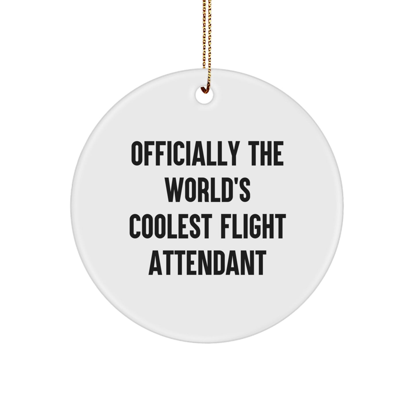 Funny Flight Attendant Gifts, World's Coolest Flight Attendant Circle Ornament - White - Image 1