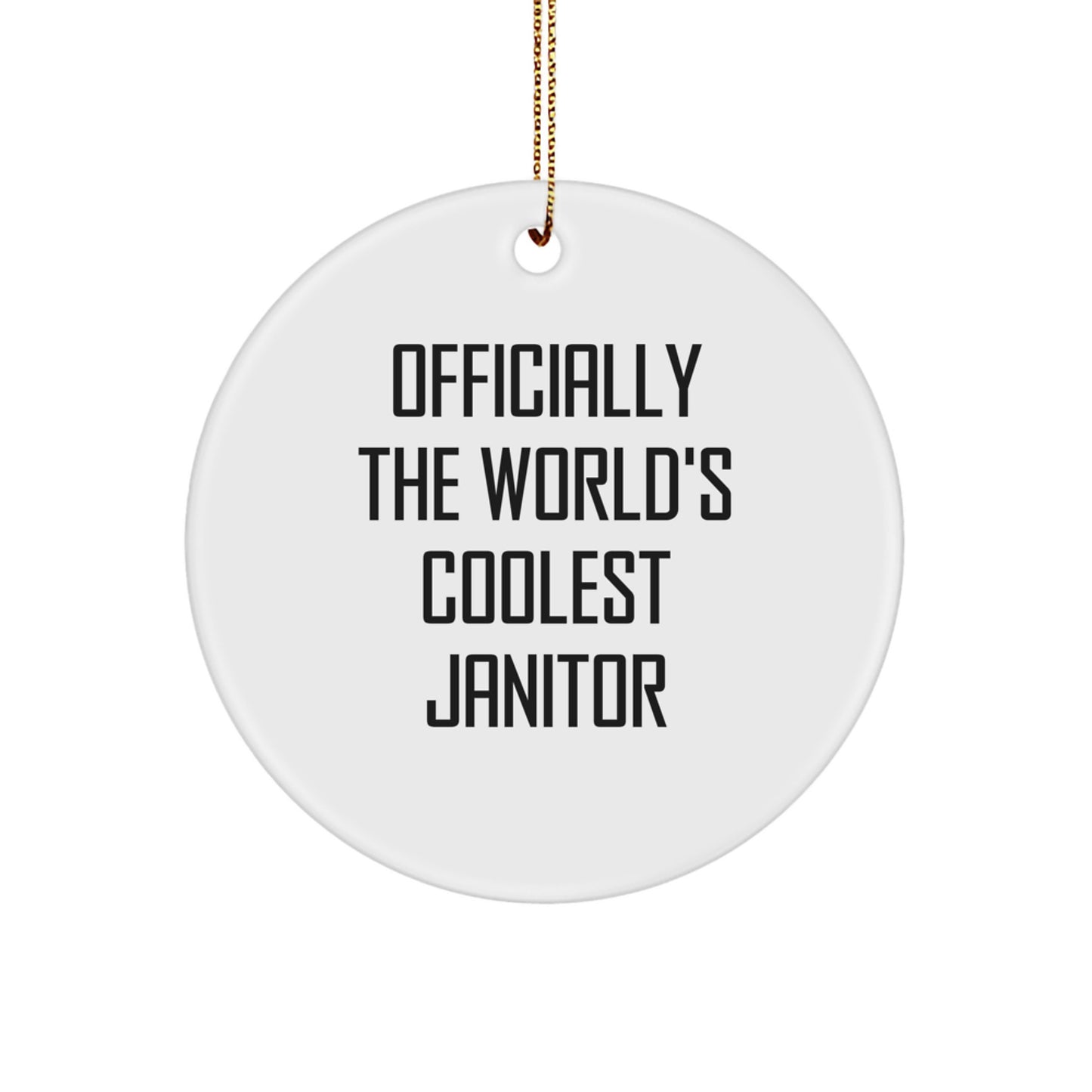 Cool Janitor Gifts for Men from Friends - Officially World's Coolest Janitor Christmas Circle Ornament - Image 1