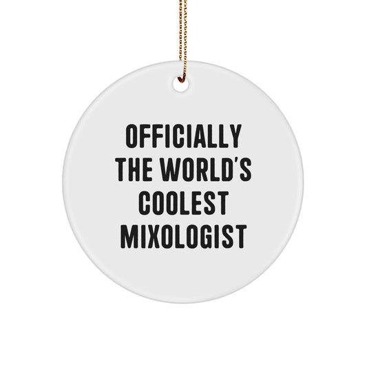 Funny Mixologist Gifts from Friends, Unique Circle Ornament for The World's Coolest Mixologist, Christmas Unique Gifts for Men - Image 1