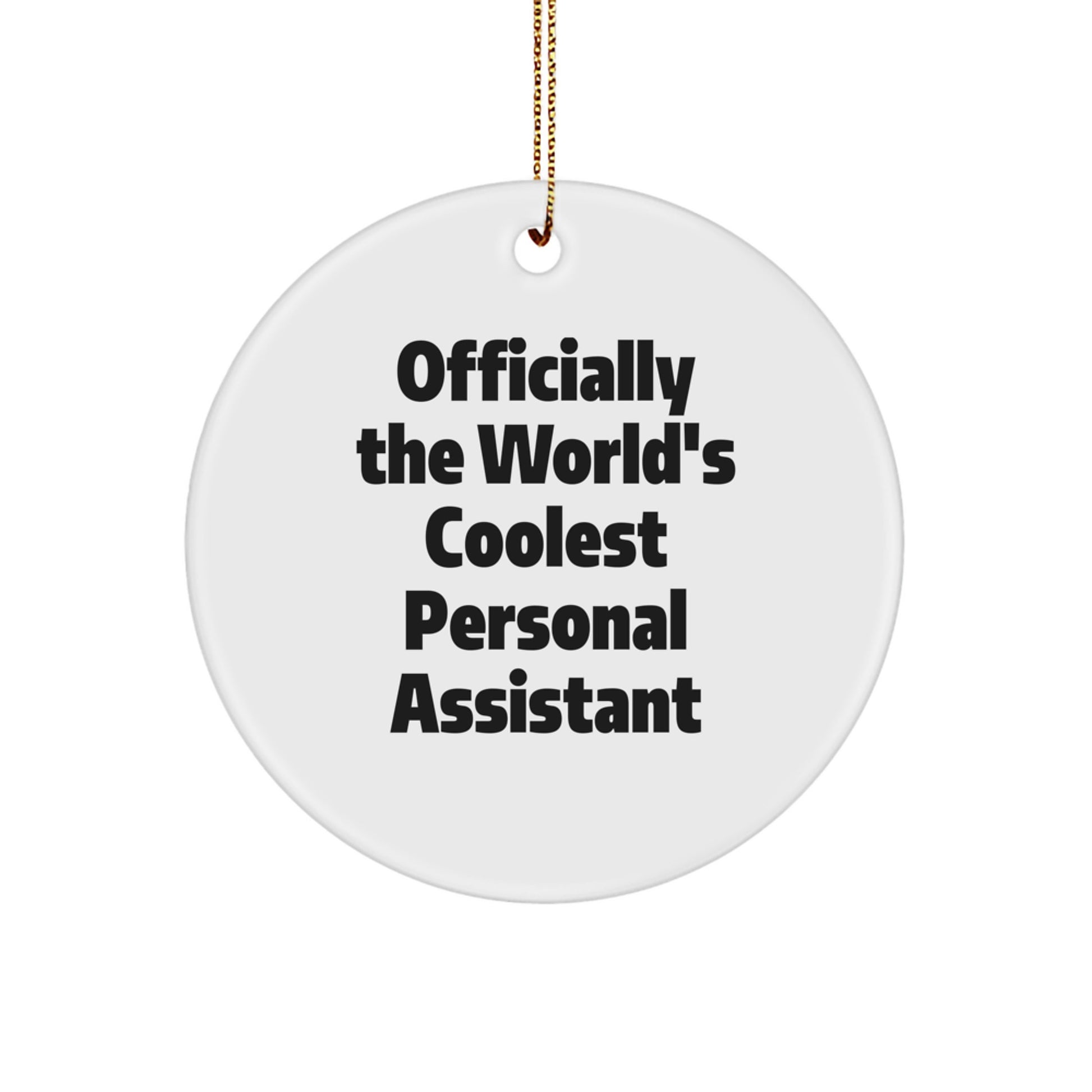 Funny Quotes Personal Assistant Gifts for Men from Friends, Circle Ornament 'Officially The World's Coolest Personal Assistant' Christmas Unique Gifts - Image 1