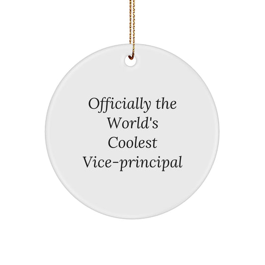 Funny Vice-Principal Gifts, 'Officially The World's Coolest Vice-Principal' Circle Ornament, White, Perfect for Vice-Principal's Office or Home Decor, Gifts from Friends to Vice-Principal - Image 1