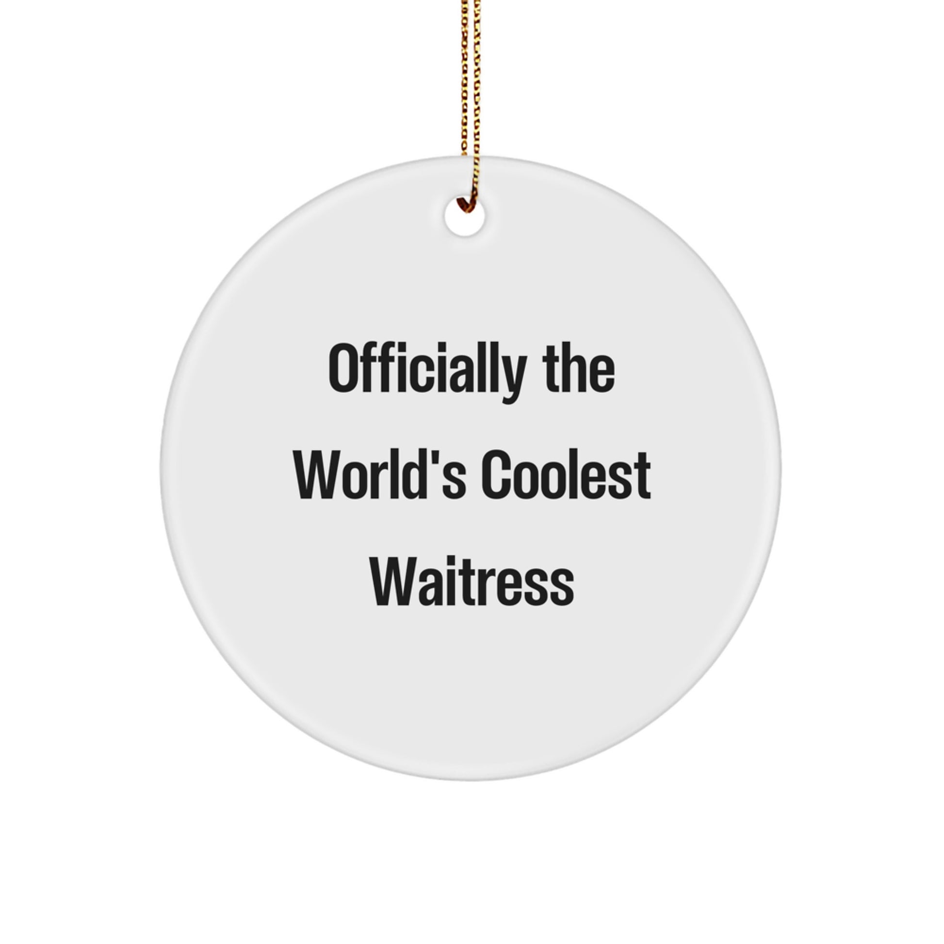 Coolest Waitress Gifts from Friends for the World's Best Waitress Circle Ornament, Funny Quote - Christmas Unique Decoration - Image 1