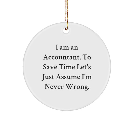 Funny Accountant Gifts, Christmas Unique Ornaments, 'I Am An Accountant' Quote Circle Ornament for Women, Gifts from Men, Coworkers, Family to Accountants, Friends - Image 1