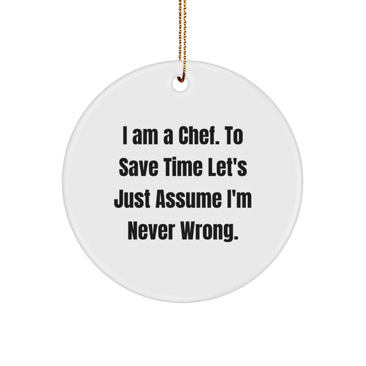 Chef Circle Ornament Christmas Unique Gift for Her Present I am a Chef - Image 1
