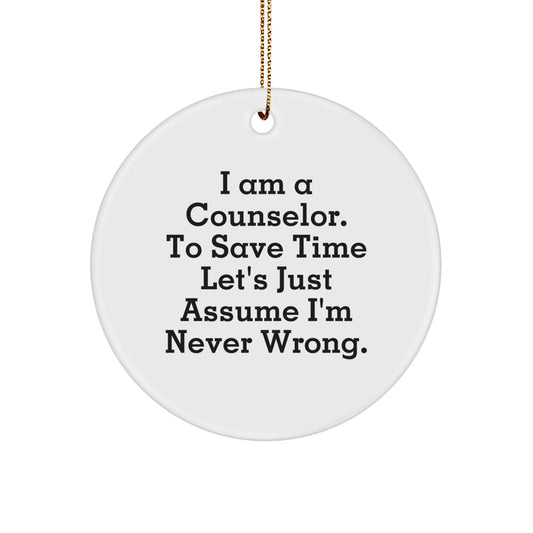 Christmas Gift for Her Counselor Keepsake Ornament Present White - Image 1