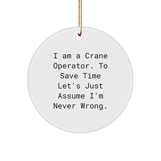 Christmas Gift for Her Crane Operator Ornament Present With Gold Cord - Image 1