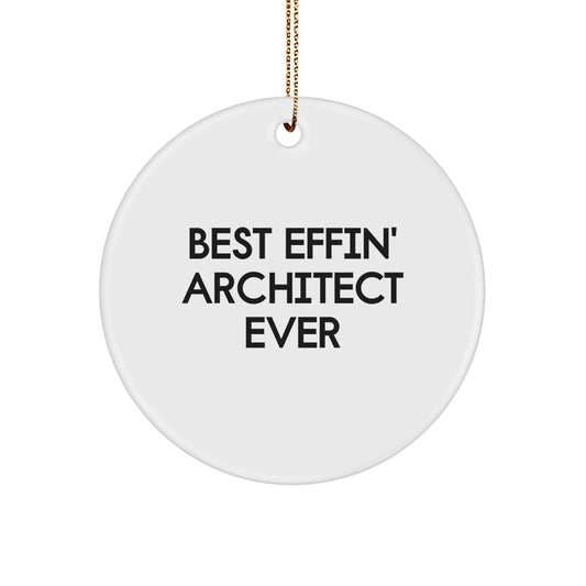 Funny Architect Gifts for Men - Best Effin' Architect Ever Christmas Circle Ornament - Architect Design Decorative Ornament Gifts from Family Friends - Image 1