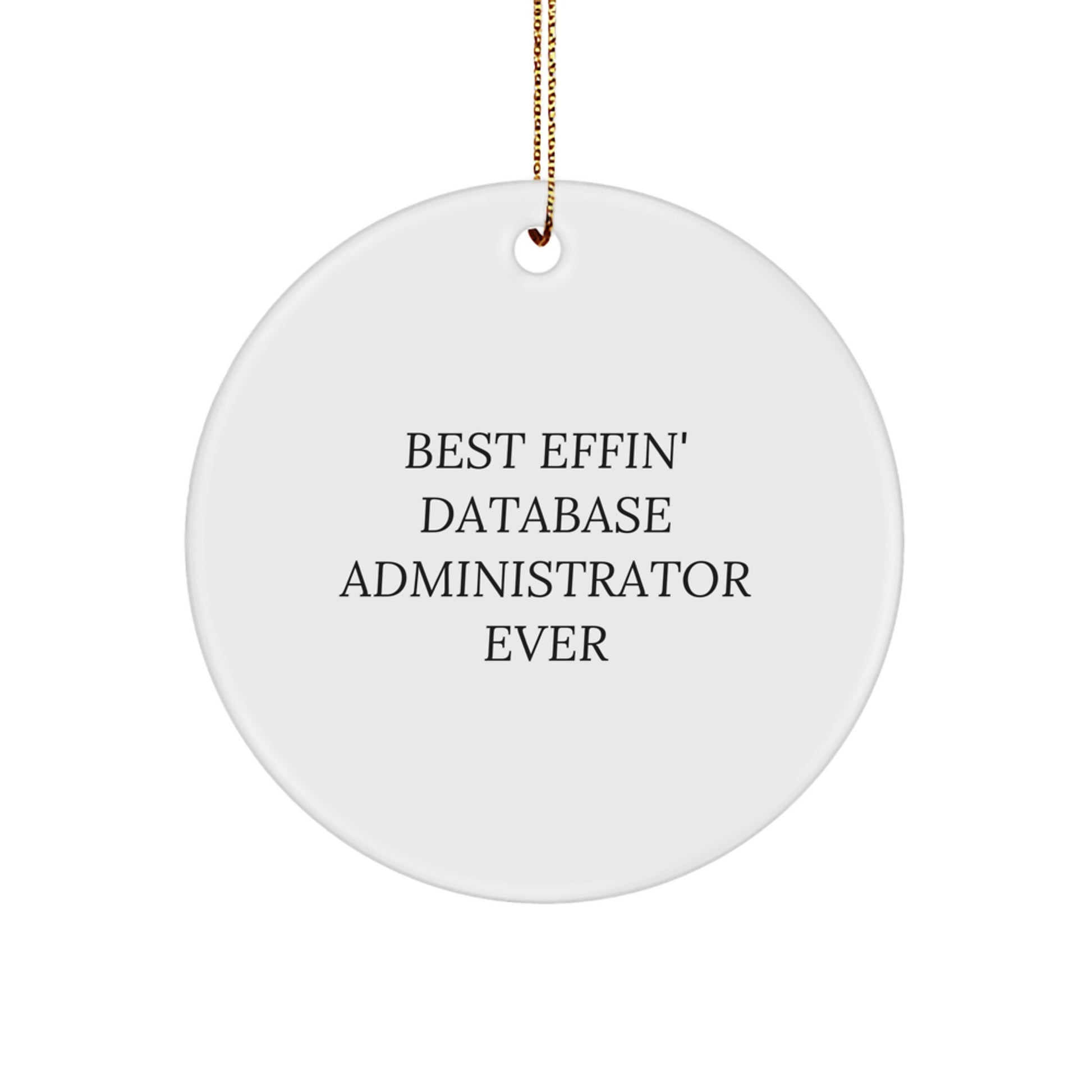 Funny Quote Database Administrator Gifts, Best Effin' Database Administrator Ever, Christmas Unique Circle Ornament for Database Administrator from Friends, Family or Coworkers - Image 1