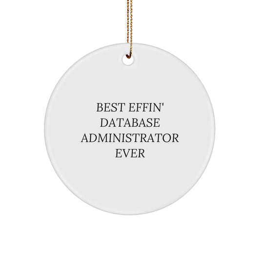 Funny Quote Database Administrator Gifts, Best Effin' Database Administrator Ever, Christmas Unique Circle Ornament for Database Administrator from Friends, Family or Coworkers - Image 1