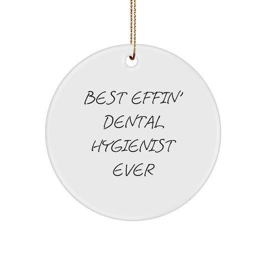 Funny Dental Hygienist Gifts from Friends, Best Effin' Dental Hygienist Ever Circle Ornament, Christmas Unique Gifts for Men, Women, Coworkers, Family, and Dental Hygienist - Image 1