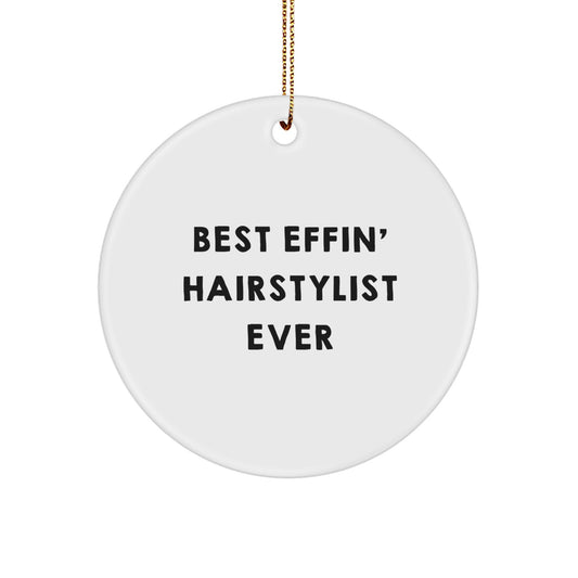 Funny Hairstylist Christmas Circle Ornament Gifts from Men for Women Coworkers - Image 1