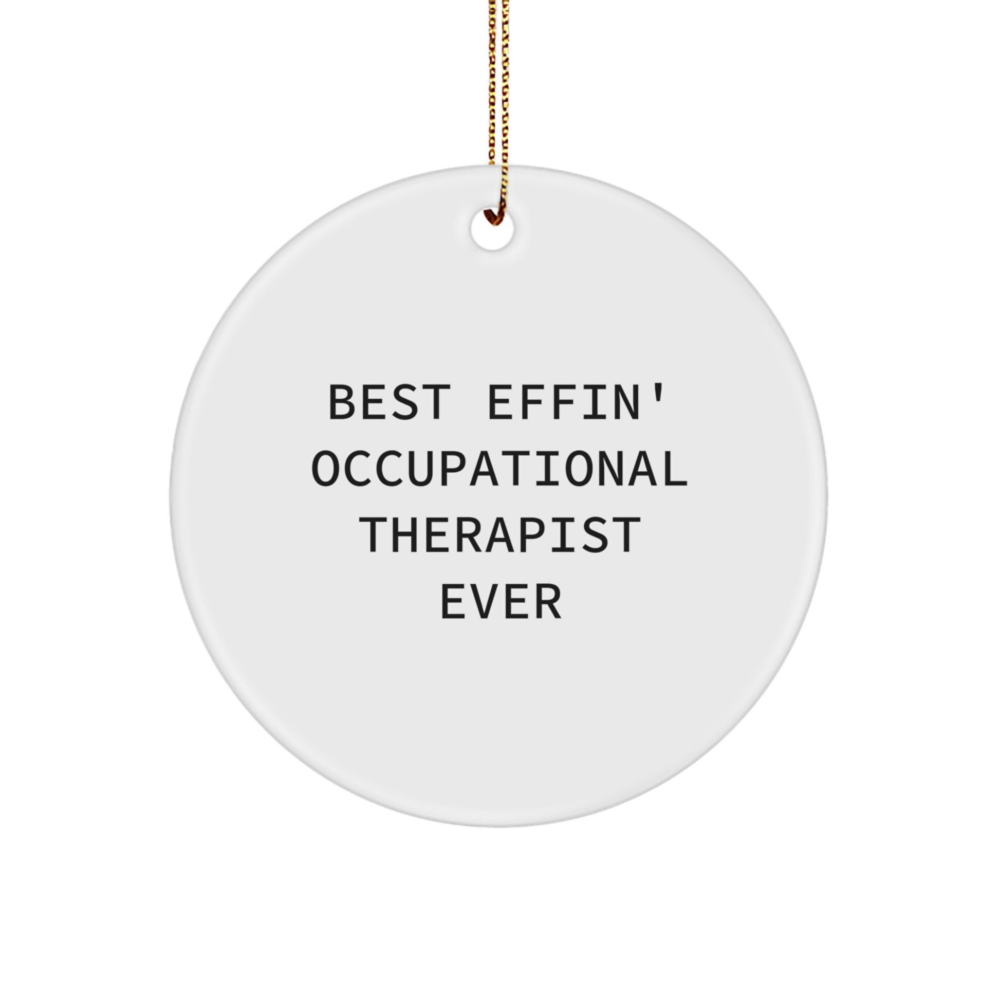 Funny Occupational Therapist Gifts for Men, Christmas Unique Circle Ornaments with Best Effin' Quote - Image 1