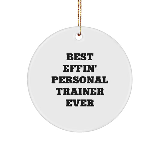 Funny Personal Trainer Gifts from Friends for Personal Trainer, Best Effin' Personal Trainer Ever Circle Ornament, Unique Christmas Unique Gifts - Image 1