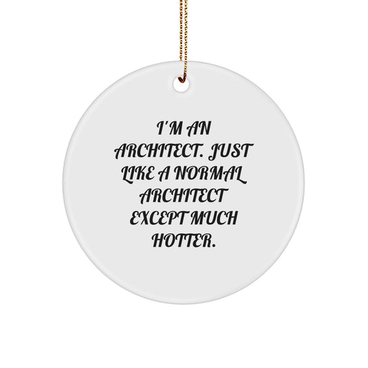 Funny Architect Gifts for Men, Unique Circle Ornament Christmas Unique Gifts from Friends to Architect, Just Like A Normal Architect Except Much Hotter. - Image 1