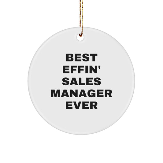Funny Sales Manager Gifts from Men, Best Effin' Sales Manager Ever Ornaments for Christmas Unique Gifts - Image 1
