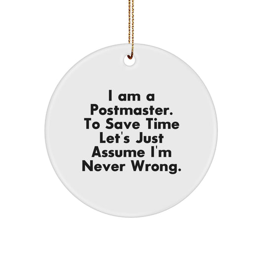MDF Postmaster Circle Ornament Idea Christmas Unique Gift for Coworkers - Image 1