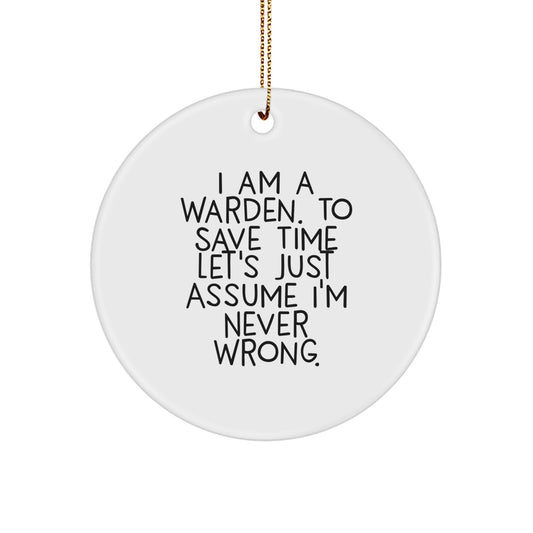 Sassy Warden Christmas Ornament Gift for Friends Novelty White - Image 1