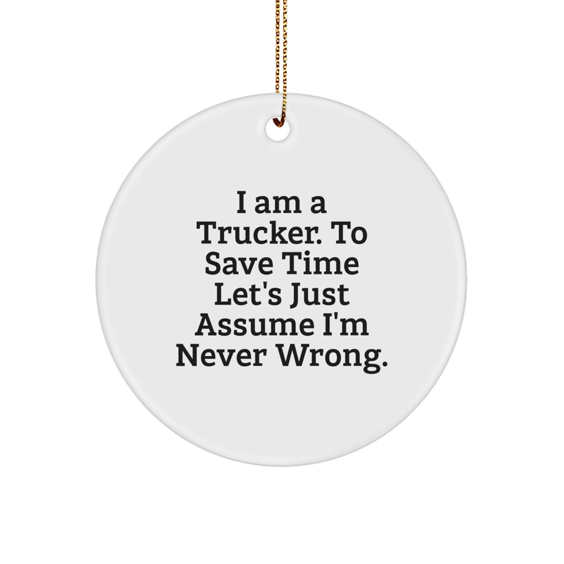 Funny Trucker Gifts from Friends, Unique Circle Ornament for Trucker Men, Christmas Unique Gifts for Trucker - Image 1