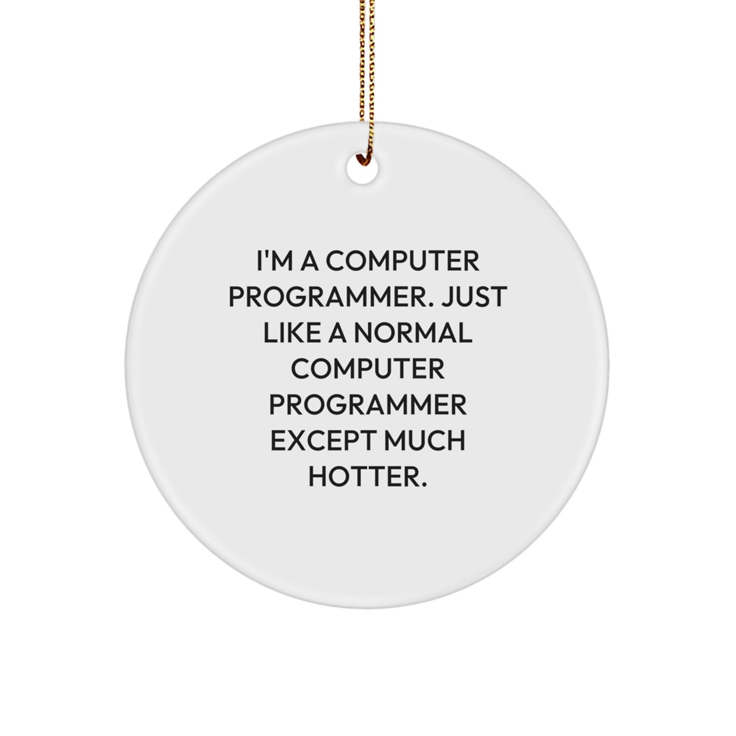 Computer Programmer Christmas Circle Ornament - Funny Humor Gift for Friends Family Men Women Coworkers - Image 1