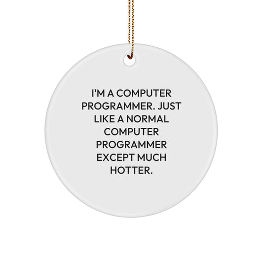 Computer Programmer Christmas Circle Ornament - Funny Humor Gift for Friends Family Men Women Coworkers - Image 1