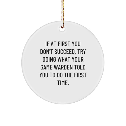 Christmas Gift Game Warden Circle Ornament for Her Present - Image 1