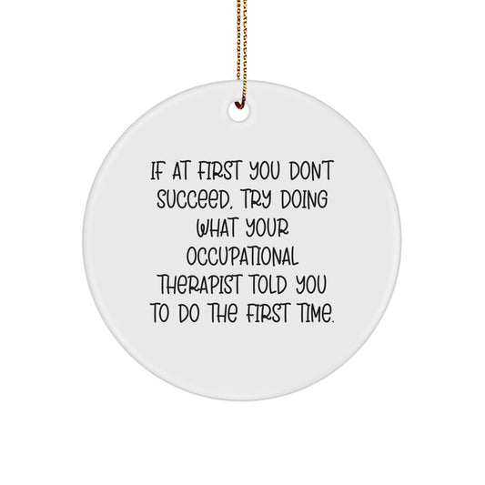 Funny Occupational Therapist Gifts from Friends, Unique Circle Ornament for Occupational Therapist, If At First You Don't Succeed Quote, Christmas Ornament, Cute Occupational Therapist Present - Image 1